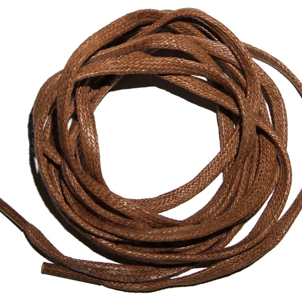 2 Cigar Brown flat Waxed BOOT LACES 48" inches Long x 1/4" 4 5 eyelets shoe boot